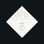 Servilleta De Papel Modern Gold & Black 40th Birthday Fiesta Napkins<br><div class="desc">Esta servilleta de papel personalizada le agregará detalles elegantes a su día especial. Este diseño presenta confeti de hexágono negro y oro moderno con texto personalizado. Perfecto para un fiesta de 40 años de temática moderna de oro. En mi tienda BaraBomDesign hay disponibles invitaciones y suministros para fiestas coincidentes.</div>