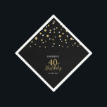 Servilleta De Papel Modern Gold & Black 40th Birthday Fiesta Napkins<br><div class="desc">Esta servilleta de papel personalizada le agregará detalles elegantes a su día especial. Este diseño presenta confeti de hexágono negro y oro moderno con texto personalizado. Perfecto para un fiesta de 40 años de temática moderna de oro. En mi tienda BaraBomDesign hay disponibles invitaciones y suministros para fiestas coincidentes.</div>