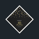 Servilleta De Papel Modern Gold & Black 40th Birthday Fiesta Napkins<br><div class="desc">Esta servilleta de papel personalizada le agregará detalles elegantes a su día especial. Este diseño presenta confeti de hexágono negro y oro moderno con texto personalizado. Perfecto para un fiesta de 40 años de temática moderna de oro. En mi tienda BaraBomDesign hay disponibles invitaciones y suministros para fiestas coincidentes.</div>