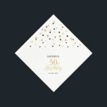 Servilleta De Papel Modern Gold & Black 50th Birthday Party Napkins<br><div class="desc">Esta servilleta de papel personalizada le agregará detalles elegantes a su día especial. Este diseño presenta confeti de hexágono negro y oro moderno con texto personalizado. Perfecto para una moderna fiesta de cumpleaños número 50 con temática dorada. En mi tienda BaraBomDesign hay disponibles invitaciones y suministros para fiestas coincidentes.</div>