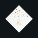 Servilleta De Papel Modern Gold & Black 60th Birthday Party Napkins<br><div class="desc">Esta servilleta de papel personalizada le agregará detalles elegantes a su día especial. Este diseño presenta confeti de hexágono negro y oro moderno con texto personalizado. Perfecto para una fiesta moderna de cumpleaños número 60 con temática dorada. En mi tienda BaraBomDesign hay disponibles invitaciones y suministros para fiestas coincidentes.</div>