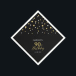 Servilleta De Papel Modern Gold & Black 90th Birthday Party Napkins<br><div class="desc">Esta servilleta de papel personalizada le agregará detalles elegantes a su día especial. Este diseño presenta confeti de hexágono negro y oro moderno con texto personalizado. Perfecto para una moderna fiesta de cumpleaños de 90 años de temática dorada. En mi tienda BaraBomDesign hay disponibles invitaciones y suministros para fiestas coincidentes....</div>
