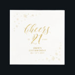 Servilleta De Papel Modern Gold Sparkle 21st Birthday Fiesta<br><div class="desc">Esta servilleta de papel personalizado le añadirá un detalle elegante a su día especial. Este diseño presenta gráficos brillantes y tipografía "Saludos a 21 años" en textura de Relieve metalizado dorado. Perfecto para un fiesta de 21 años de temática moderna de oro. En mi tienda BaraBomDesign hay disponibles invitaciones y...</div>