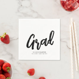 Servilleta De Papel Modern Grad Brush Script Graduación 