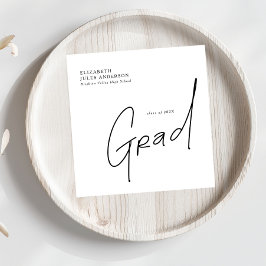 Servilleta De Papel Modern Grad Script Typography Graduation
