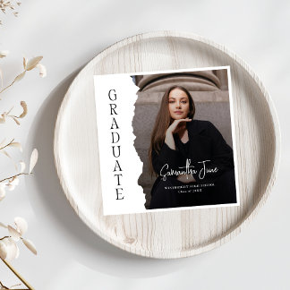 Servilleta De Papel Modern Graduate Photo Magazine Graduation Sign