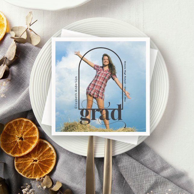 Servilleta De Papel Modern Graduation Party Black Typography Photo  (Subido por el creador)