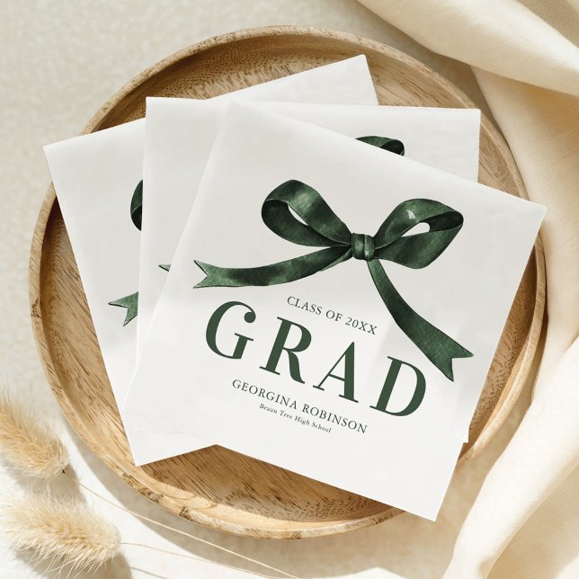 Servilleta De Papel Modern Green Bow Graduation Party (Subido por el creador)