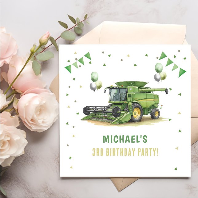 Servilleta De Papel Modern Green Farm Tractor 3rd Birthday (Subido por el creador)