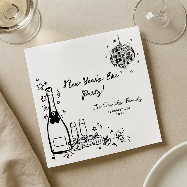 Servilleta De Papel Modern Hand Drawn New Year's Eve Party  (Subido por el creador)