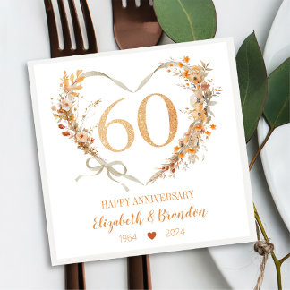 Servilleta De Papel Modern Happy 60º Aniversario Boda Napkins