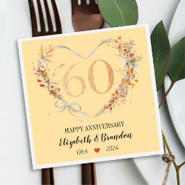 Servilleta De Papel Modern Happy 60º Aniversario Boda Napkins