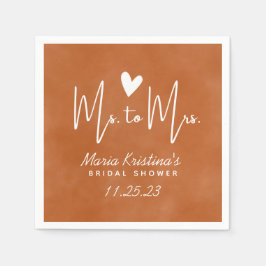 Servilleta De Papel Modern Heart Ms a la Sra Bridal Shower Terracotta