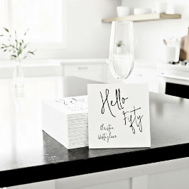 Servilleta De Papel Modern Hello Fifty Script 50th Birthday Party