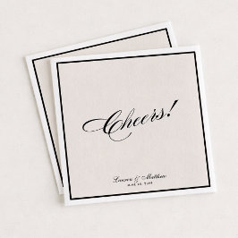 Servilleta De Papel Modern Ivory Black Border  Cheers! Wedding 