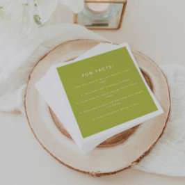 Servilleta De Papel Modern Lime Green Wedding Custom Fun Facts