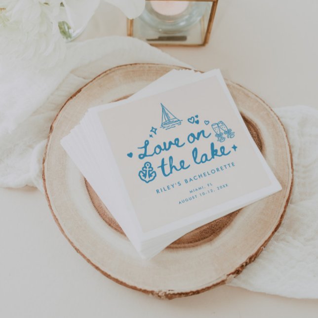 Servilleta De Papel Modern "Love on the Lake" Bachelorette Weekend (Subido por el creador)