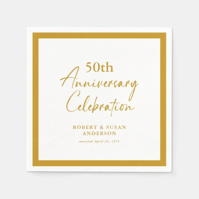 Servilleta De Papel Modern Minimal 50th Wedding Anniversary (Anverso)