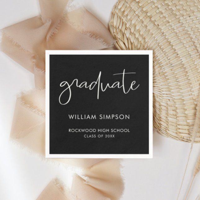 Servilleta De Papel Modern Minimal Black & White Graduate  (Subido por el creador)