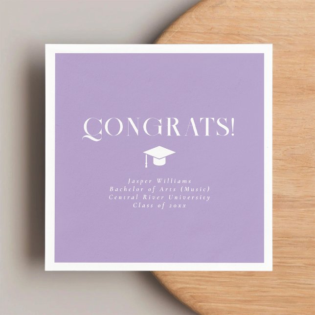 Servilleta De Papel Modern Minimal Chic Graduation Party Lavender (Subido por el creador)