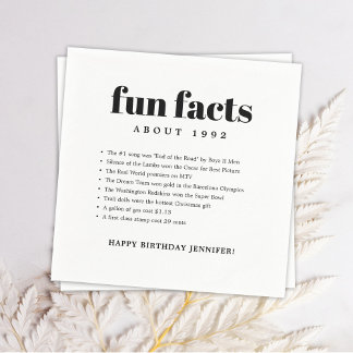 Servilleta De Papel Modern Minimal Fun Facts Aniversario