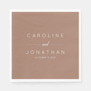 Servilleta De Papel Modern Minimal Mocha Brown Script Wedding Custom