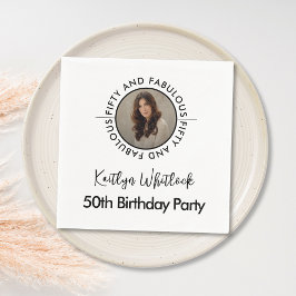 Servilleta De Papel Modern Minimalist Black White Fifty and Fabulous