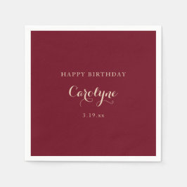 Servilleta De Papel Modern Minimalist Maroon Birthday 