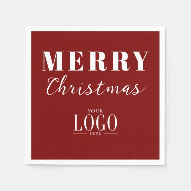 Servilleta De Papel Modern Minimalist Merry Christmas Company Logo (Anverso)
