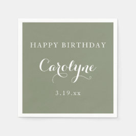 Servilleta De Papel Modern Minimalist Sage Green Birthday 