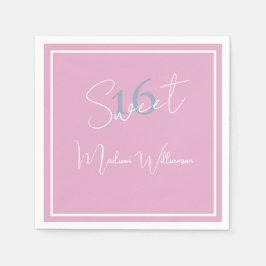 Servilleta De Papel Modern Minimalist Sweet 16th Pink Blue Napkin