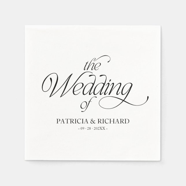 Servilleta De Papel Modern Minimalist Wedding Elegant  (Anverso)