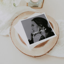 Servilleta De Papel Modern Minimalistic Script Photo Graduation Party