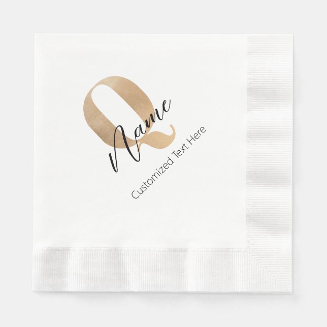 Servilleta De Papel Modern Monogrammed Initial Q & Name Personalized (Anverso)