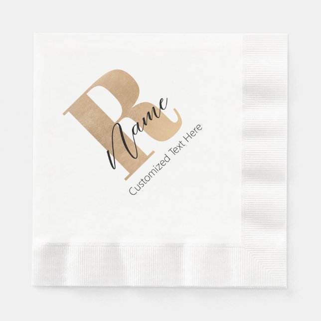 Servilleta De Papel Modern Monogrammed Initial R & Name Personalized (Anverso)