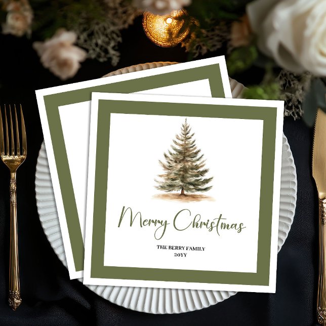 Servilleta De Papel Modern Neutral Christmas Tree Family Napkins (Modern Neutral Christmas Tree Family Napkins)