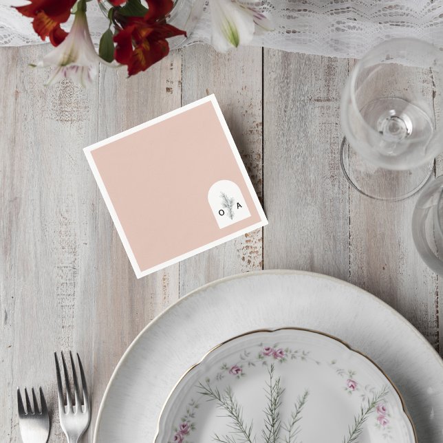 Servilleta De Papel Modern Neutral Monogram Botanical Napkin (Subido por el creador)