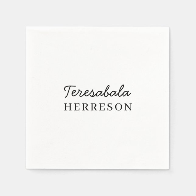 Servilleta De Papel Modern Neutral Monogram Design (Anverso)