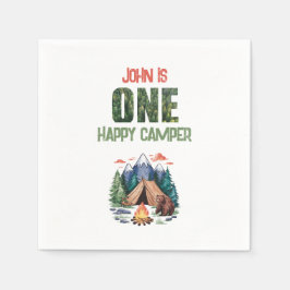 Servilleta De Papel Modern One Happy Camper Watercolor Primer Cumpleañ