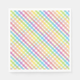Servilleta De Papel Modern Pastel Plaid Rainbow Baby Shower Party
