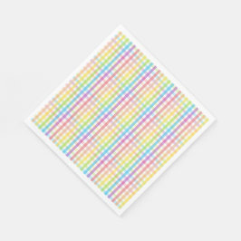 Servilleta De Papel Modern Pastel Plaid Rainbow Baby Shower Party