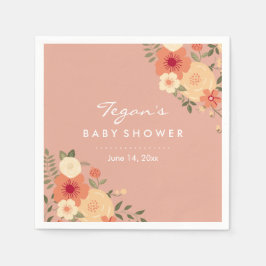 Servilleta De Papel Modern Peach Floral Baby Shower Napkins