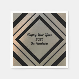 Servilleta De Papel Modern Personalized Brushed Metal Happy New Years