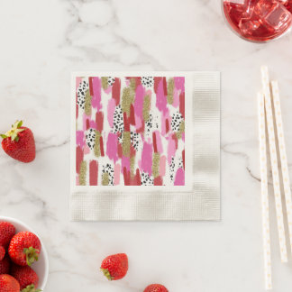 Servilleta De Papel Modern Pink and White Party Napkins