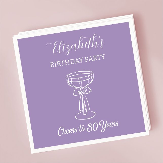 Servilleta De Papel Modern Purple Cheers a 30 años Napkin de Cumpleaño (Subido por el creador)