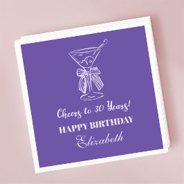 Servilleta De Papel Modern Purple Cheers a 30 años Napkin de Cumpleaño