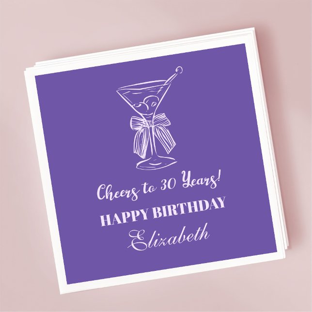Servilleta De Papel Modern Purple Cheers a 30 años Napkin de Cumpleaño (Subido por el creador)