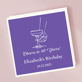 Servilleta De Papel Modern Purple Cheers a 30 años Napkins de Cumpleañ