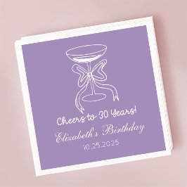 Servilleta De Papel Modern Purple Cheers a 30 años Napkins de Cumpleañ