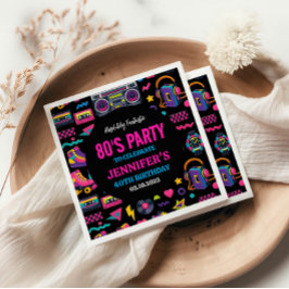 Servilleta De Papel Modern Retro Neon 80’s Birthday Party for Adults